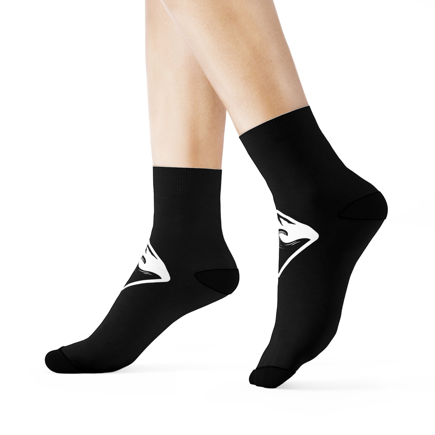 Stylish Adventure Crew Socks, Gift for Travelers, Black and White Design, Cool Casual Socks, Everyday Wear, Unique Fashion